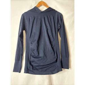 Clima Wear Women's M Athletic Seamless Long Sleeve Hoodie Blue Stretch‎ Shirt